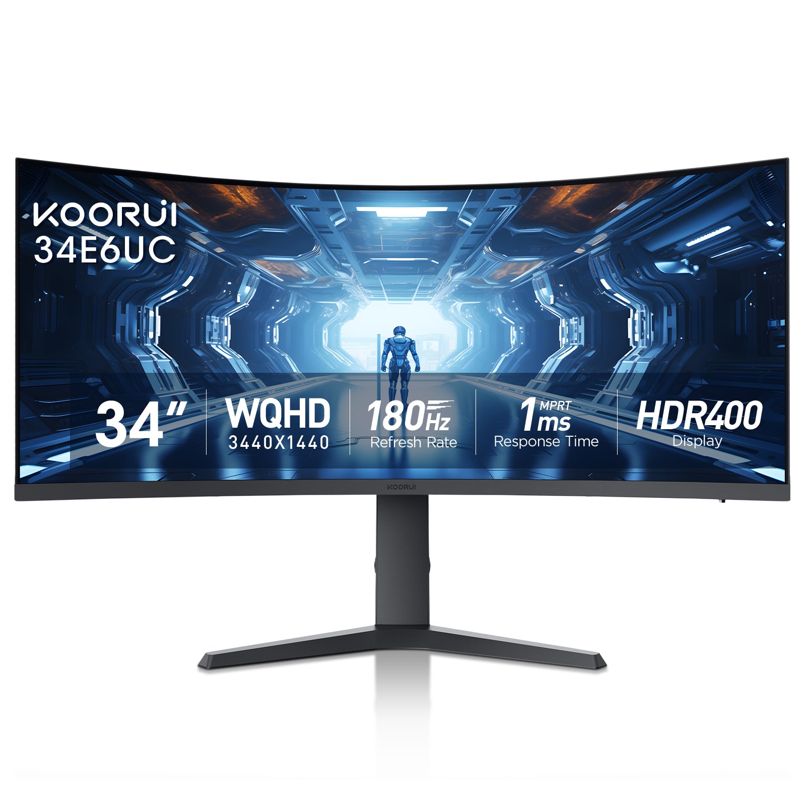 KOORUI 34E6UC 34-inch VA WQHD 165Hz Curved Gaming Monitor
