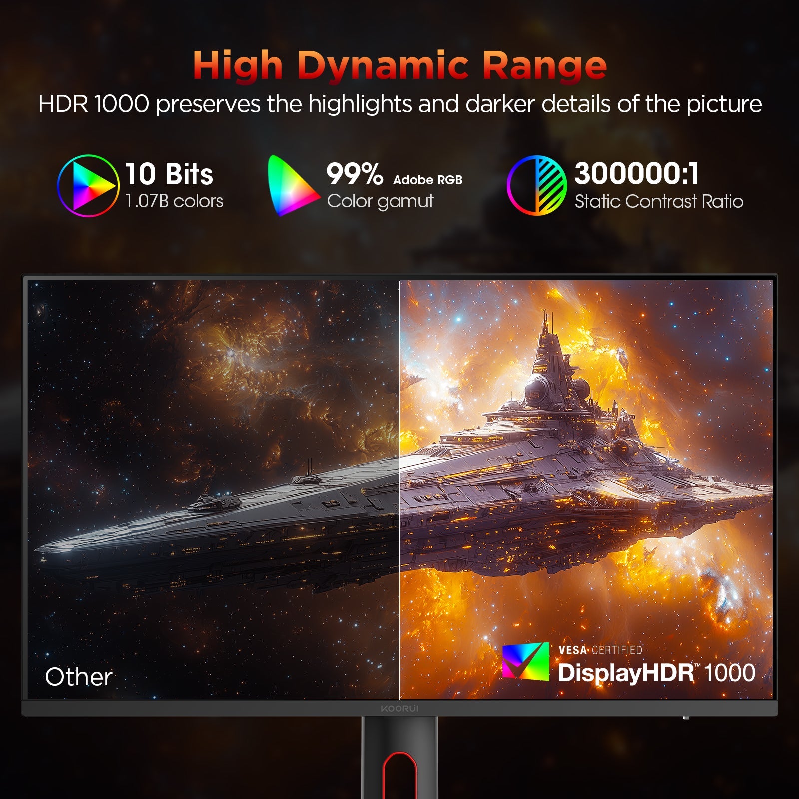 KOORUI S2721PM 27-inch IPS/MINI LED QHD 200Hz Gaming Monitor