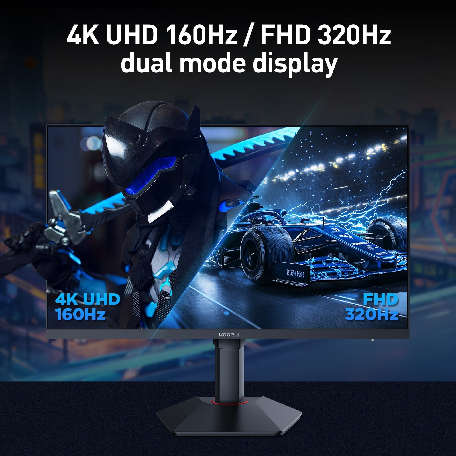 KOORUI G2741L 27-inch IPS 4K UHD Dual-Mode 160Hz+UHD/320Hz+FHD Gaming Monitor
